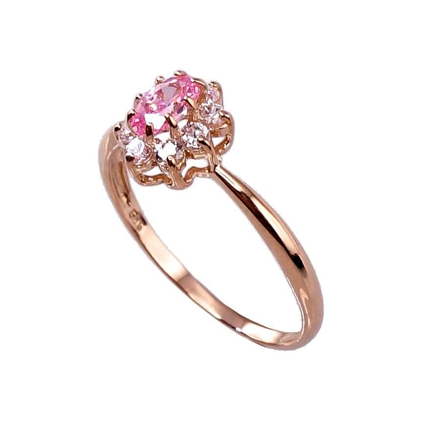 Kuldsõrmus #1100126(Au-R)_CZ+CZ-PI, Punane Kuld 585°, Tsirkonid - Premiumkellad