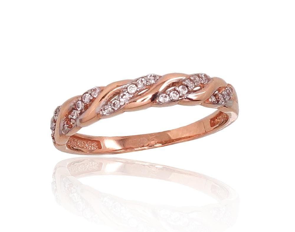 Kuldsõrmus #1100769(Au-R+PRh-W)_CZ, Punane Kuld 585°, roodium (kate) , Tsirkonid - Premiumkellad