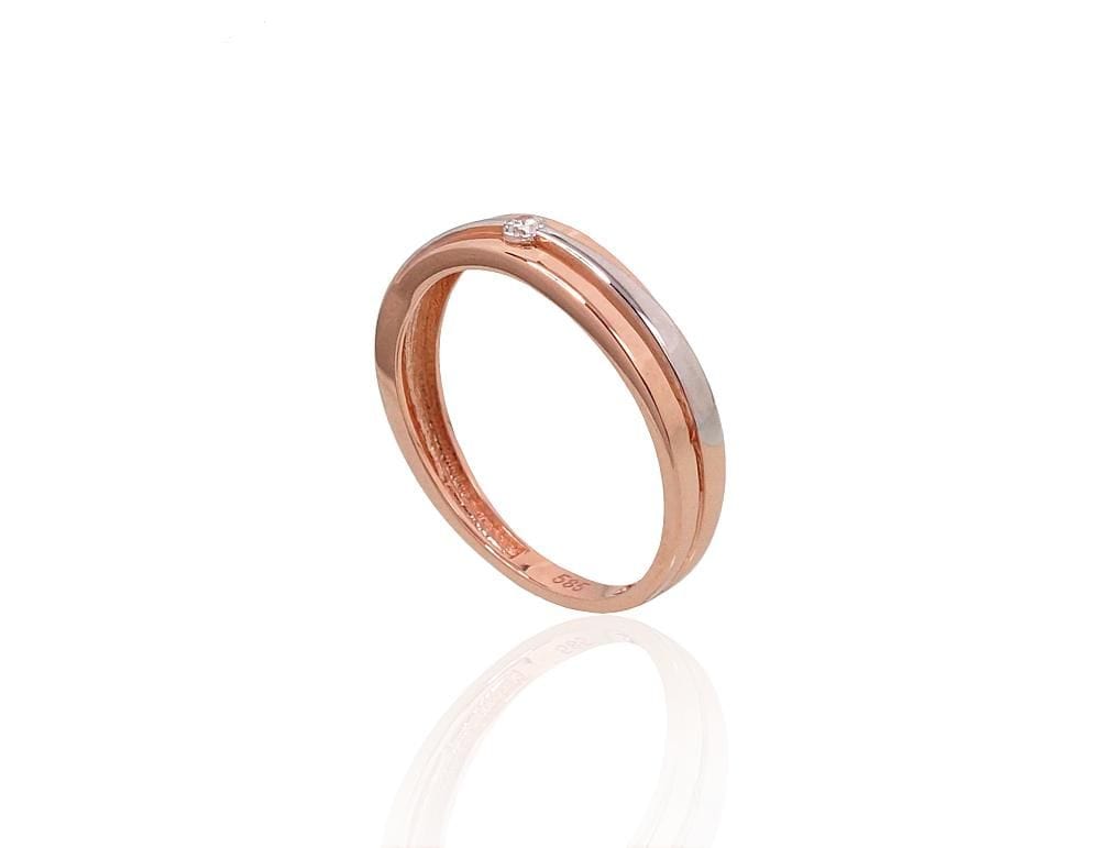 Kuldsõrmus #1100875(Au-R+PRh-W)_CZ, Punane Kuld 585°, roodium (kate) , Tsirkonid - Premiumkellad