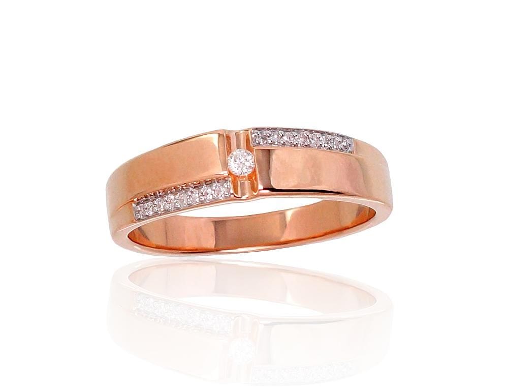 Kuldsõrmus #1100907(Au-R+PRh-W)_DI, Punane Kuld 585°, roodium (kate) , Briljant - Premiumkellad