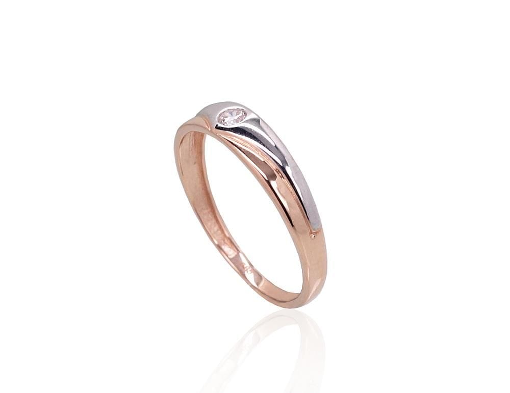 Kuldsõrmus #1100909(Au-R+PRh-W)_CZ, Punane Kuld 585°, roodium (kate) , Tsirkonid - Premiumkellad