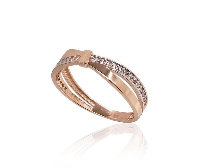 Kuldsõrmus #1100926(Au-R+PRh-W)_CZ, Punane Kuld 585°, roodium (kate) , Tsirkonid - Premiumkellad