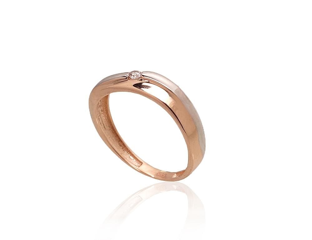 Kuldsõrmus #1100937(Au-R+PRh-W)_CZ, Punane Kuld 585°, roodium (kate) , Tsirkonid - Premiumkellad