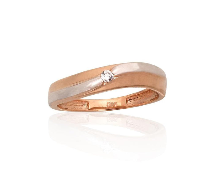 Kuldsõrmus #1100937(Au-R+PRh-W)_CZ, Punane Kuld 585°, roodium (kate) , Tsirkonid - Premiumkellad