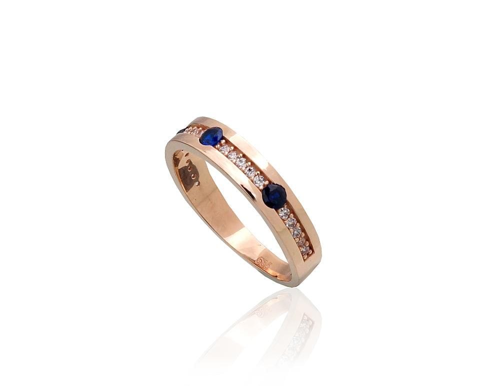 Kuldsõrmus #1100969(Au-R)_CZ+CZ-B, Punane Kuld 585°, Tsirkonid - Premiumkellad