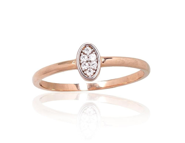 Kuldsõrmus #1101005(Au-R+PRh-W)_CZ, Punane Kuld 585°, roodium (kate) , Tsirkonid - Premiumkellad