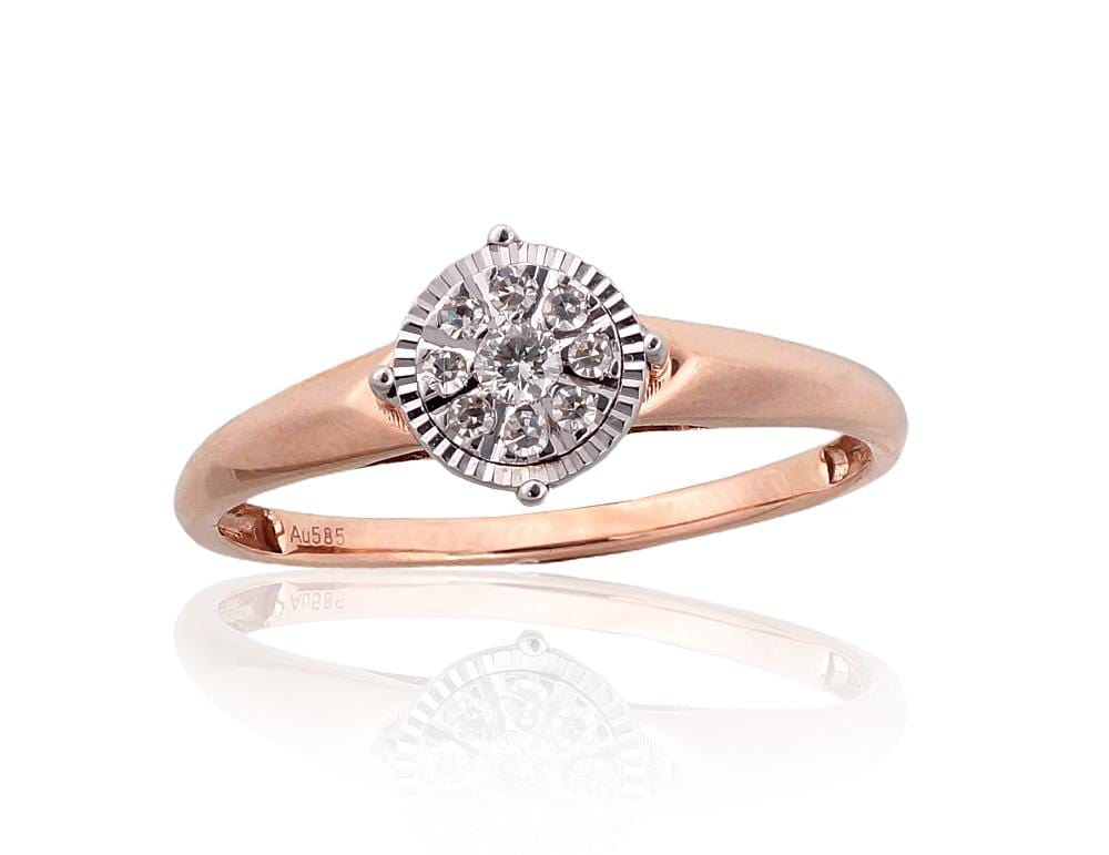 Kuldsõrmus #1101027(Au-R+Au-W)_DI, Valge/Punane Kuld 585°, Briljant - Premiumkellad