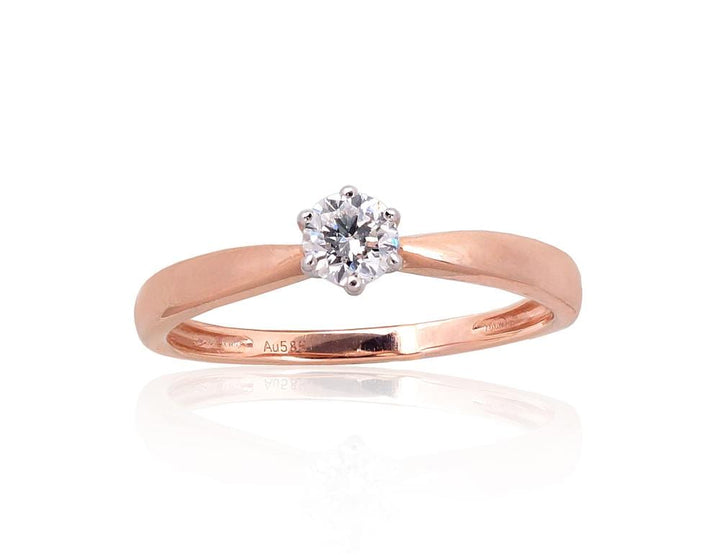 Kuldsõrmus #1101040(Au-R+Au-W)_DI, Valge/Punane Kuld 585°, Briljant - Premiumkellad