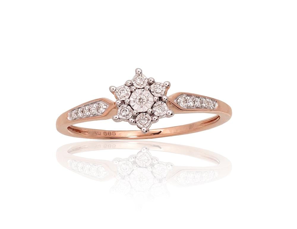 Kuldsõrmus #1101053(Au-R+PRh-W)_DI, Punane Kuld 585°, roodium (kate) , Briljant - Premiumkellad