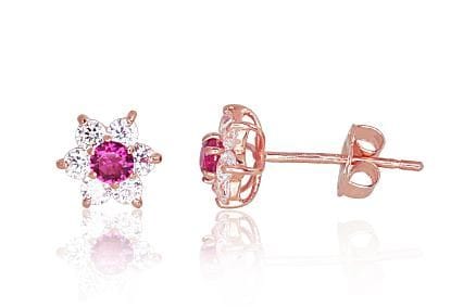 Kullast naelkõrvarõngad #1200144(Au-R)_CZ+CZ-RO, Punane Kuld 585°, Tsirkonid - Premiumkellad