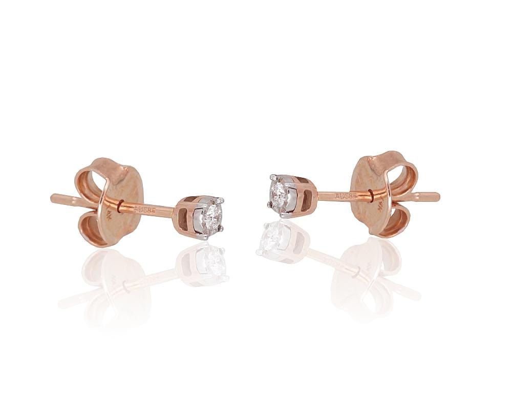 Kullast kõrvarõngad #1201403(Au-R+Au-W)_DI, Valge/Punane Kuld 585°, Briljant - Premiumkellad