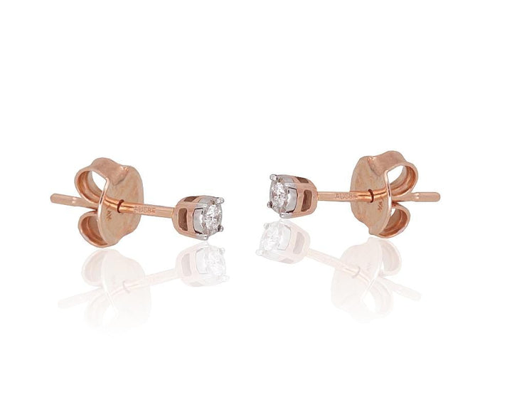 Kullast kõrvarõngad #1201403(Au-R+Au-W)_DI, Valge/Punane Kuld 585°, Briljant - Premiumkellad