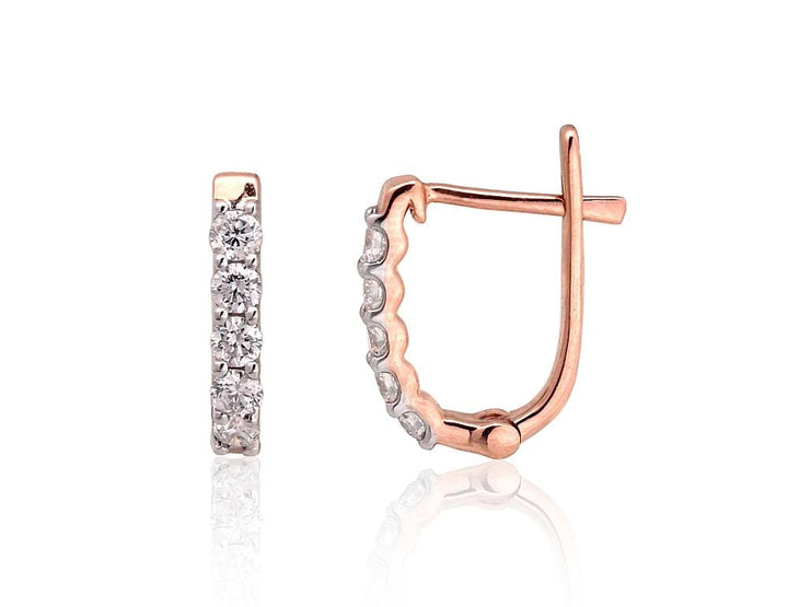 Kullast kõrvarõngad #1201409(Au-R+PRh-W)_DI, Punane Kuld 585°, roodium (kate) , Briljant - Premiumkellad