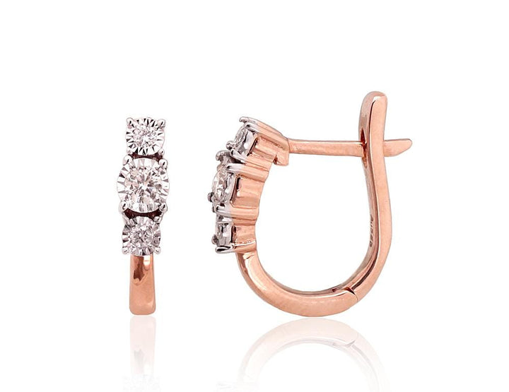 Kullast kõrvarõngad #1201410(Au-R+Au-W)_DI, Valge/Punane Kuld 585°, Briljant - Premiumkellad