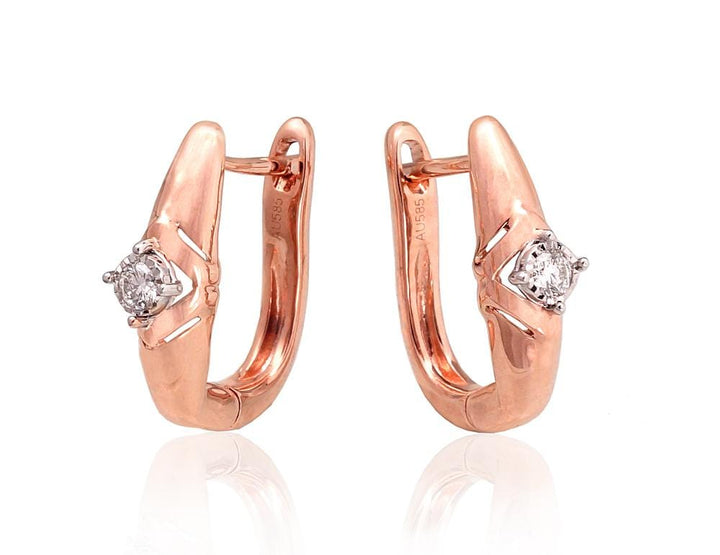 Kullast kõrvarõngad #1201411(Au-R+Au-W)_DI, Valge/Punane Kuld 585°, Briljant - Premiumkellad