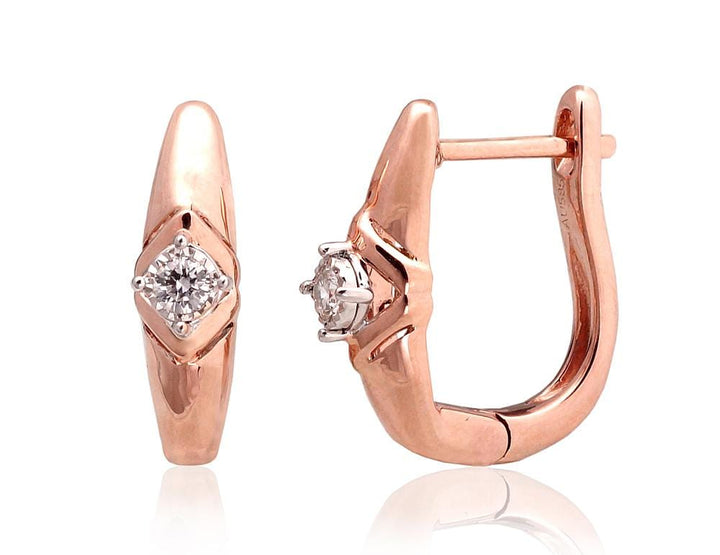 Kullast kõrvarõngad #1201411(Au-R+Au-W)_DI, Valge/Punane Kuld 585°, Briljant - Premiumkellad