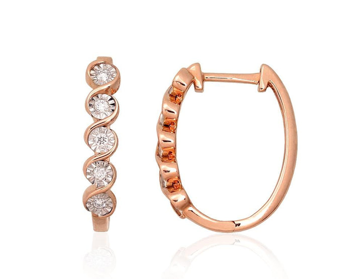 Kullast kõrvarõngad #1201422(Au-R+PRh-W)_DI, Punane Kuld 585°, roodium (kate) , Briljant - Premiumkellad