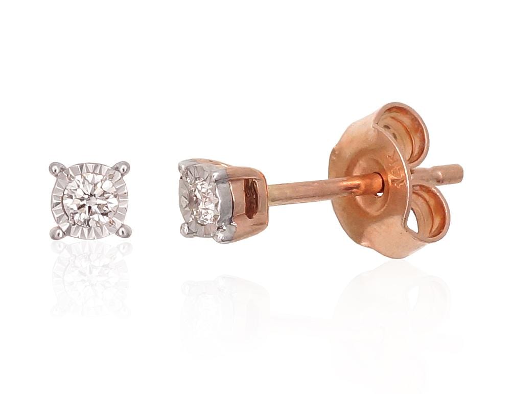 Kullast kõrvarõngad #1201428(Au-R+Au-W)_DI, Valge/Punane Kuld 585°, Briljant - Premiumkellad