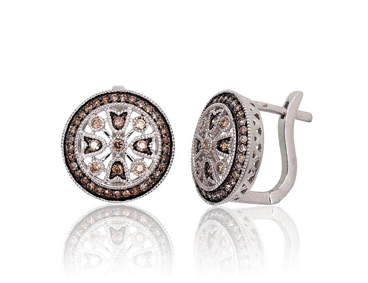 Kullast kõrvarõngad #1201462(Au-W+PRh-Bk)_DICH, Valge Kuld 585°, roodium (kate) , Briljant (šampanja) - Premiumkellad