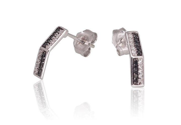 Kullast kõrvarõngad #1201471(Au-W)_DI+DIBk, Valge Kuld 585°, Briljant , Briljant (must) - Premiumkellad