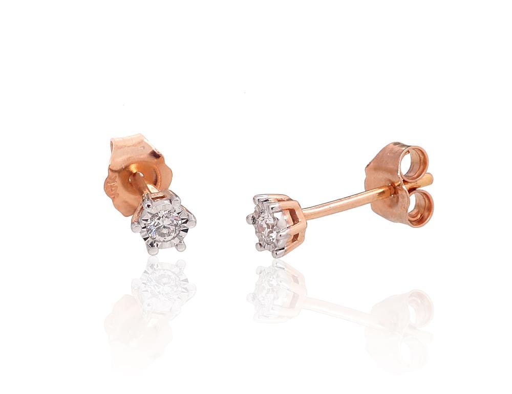 Kullast kõrvarõngad #1201499(Au-R+Au-W)_DI, Valge/Punane Kuld 585°, Briljant - Premiumkellad