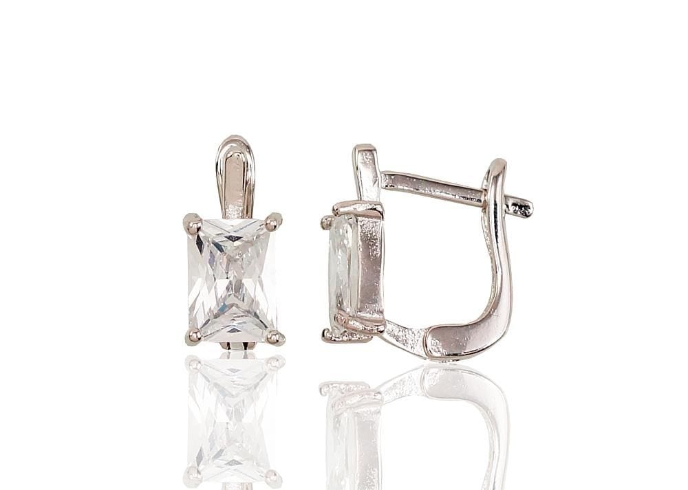 'Inglise' sulguriga hõbekõrverõngad #2202985(PRh-Gr)_CZ, Hõbe 925°, roodium (kate), Tsirkonid - Premiumkellad