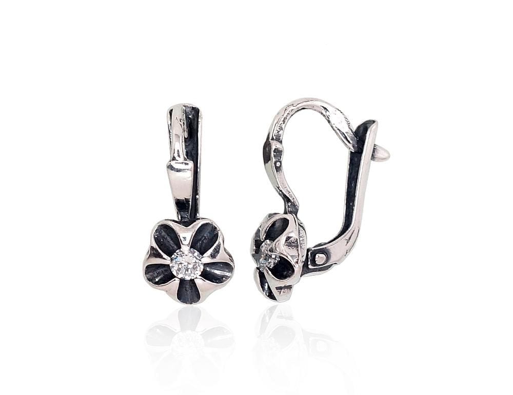'Inglise' sulguriga hõbekõrverõngad #2203224(POx-Bk)_CZ, Hõbe 925°, oksüüd (kate), Tsirkonid - Premiumkellad
