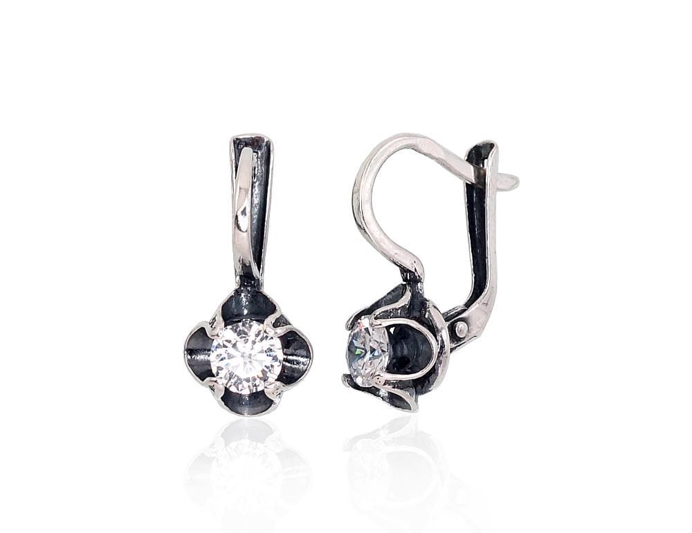 'Inglise' sulguriga hõbekõrverõngad #2203225(POx-Bk)_CZ, Hõbe 925°, oksüüd (kate), Tsirkonid - Premiumkellad
