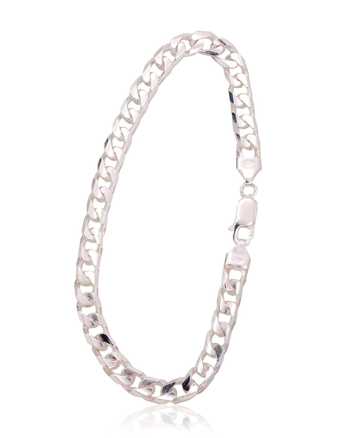 Hõbekett Curb 6 mm , kantide teemanttöötlus #2400146-bracelet, Hõbe 925° - Premiumkellad